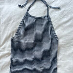 American Eagle Halter Top Striped Blue